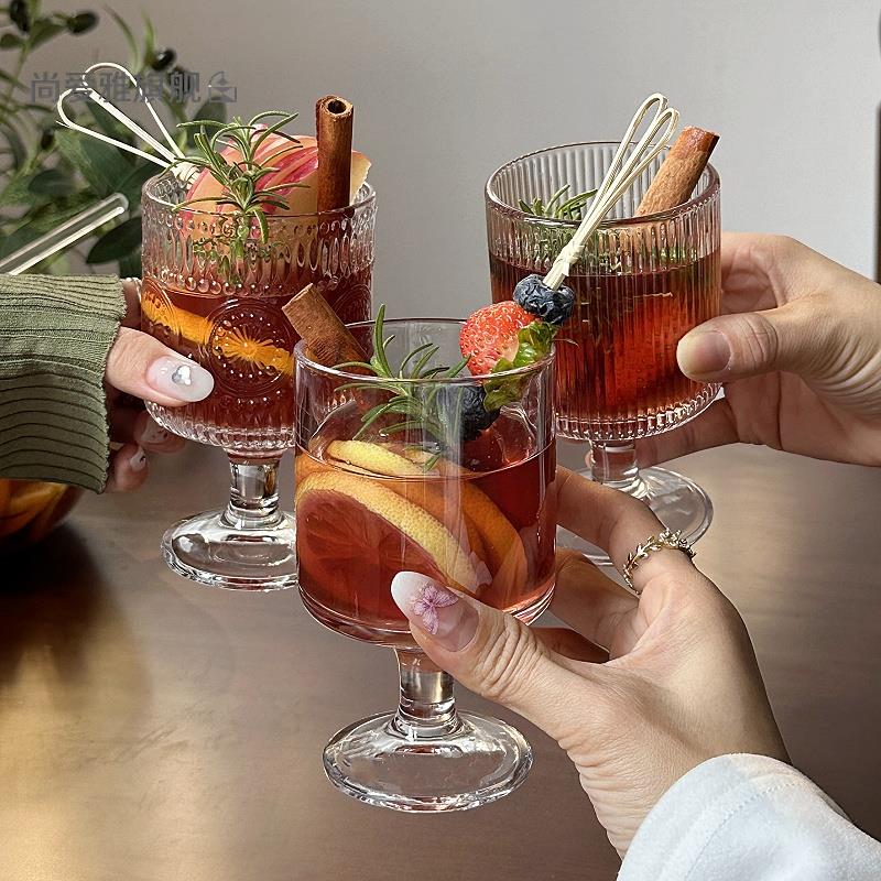 热红酒杯耶诞鸡尾酒向日葵高脚杯高颜值微醺煮酒喝洋酒杯玻璃杯子