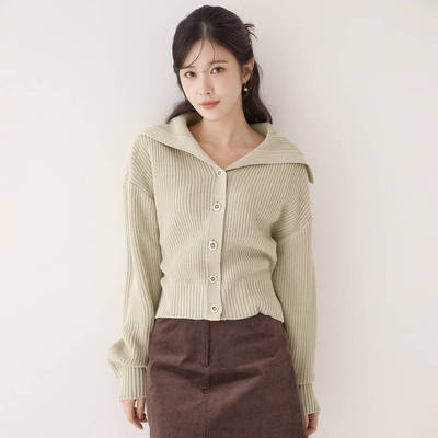 韩国螺纹外套休闲毛衣针织