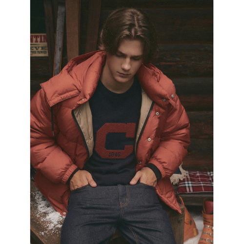 可拆卸保暖连帽韩国羽绒服