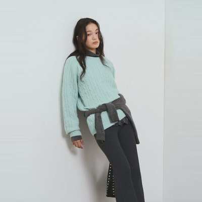 韩国代购直邮8SECONDS/8秒正品25折扣清仓休闲提花八字纹针织衫