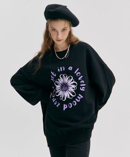 韩国代购直邮ZEROSTREET正品折扣休闲中长男女通用雏菊套头卫衣