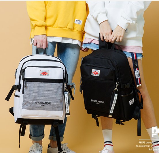 字母韩国拼接双肩背包五折清仓