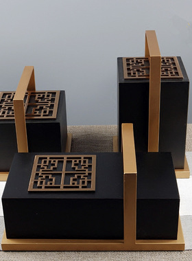 室内新中式风金属别墅书房摆件