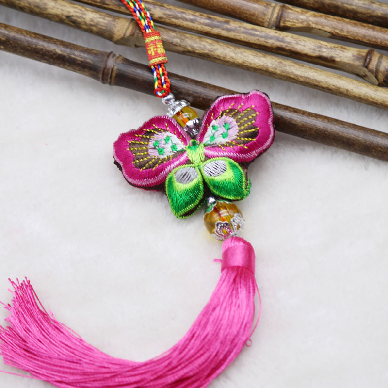 QIAOSHOUFANG SU 자수 나비 향 주머니 패브릭 현대 간단한 어린이 당나라 정장 새해 의류 의류 작은 향 주머니 펜던트