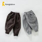 子婴儿运动裤 童泰中小儿童长裤 宝宝一体绒休闲裤 加绒卫裤 加厚 冬季