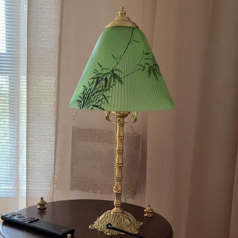【绿竹】手绘中古国风老上海新中式床头灯客厅卧室装饰复古台灯