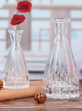 锥形莲花玻璃花瓶桌面装饰摆件