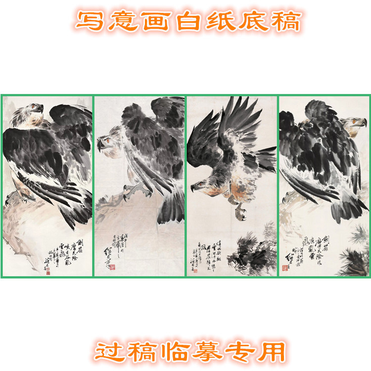 写意画底稿猛禽类老鹰过稿临摹用