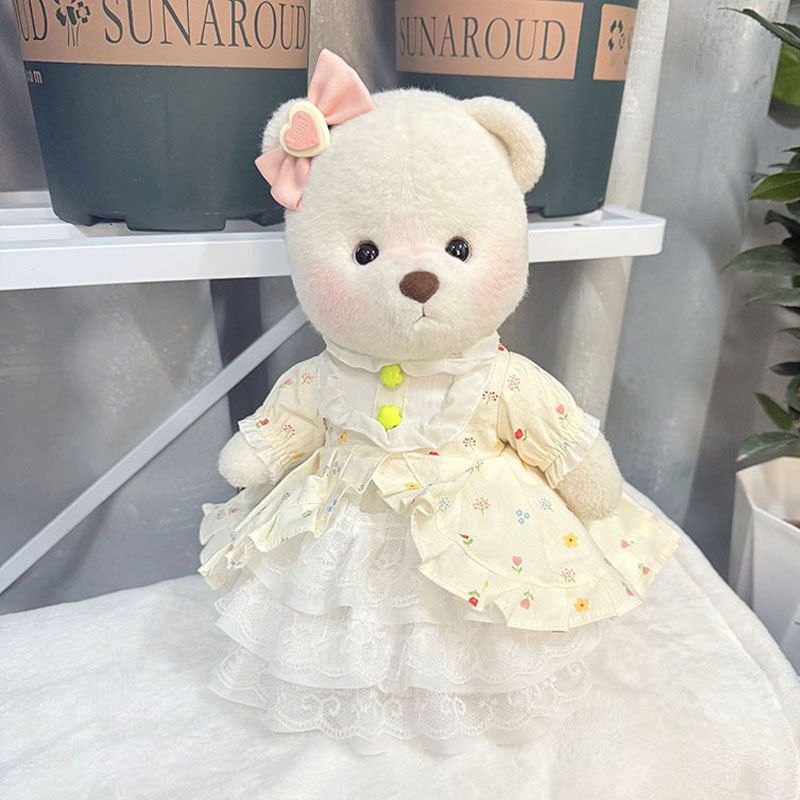 仅衣服】中号莉娜关节熊毛绒公仔玩偶着替奶油花信裙套装可爱女生