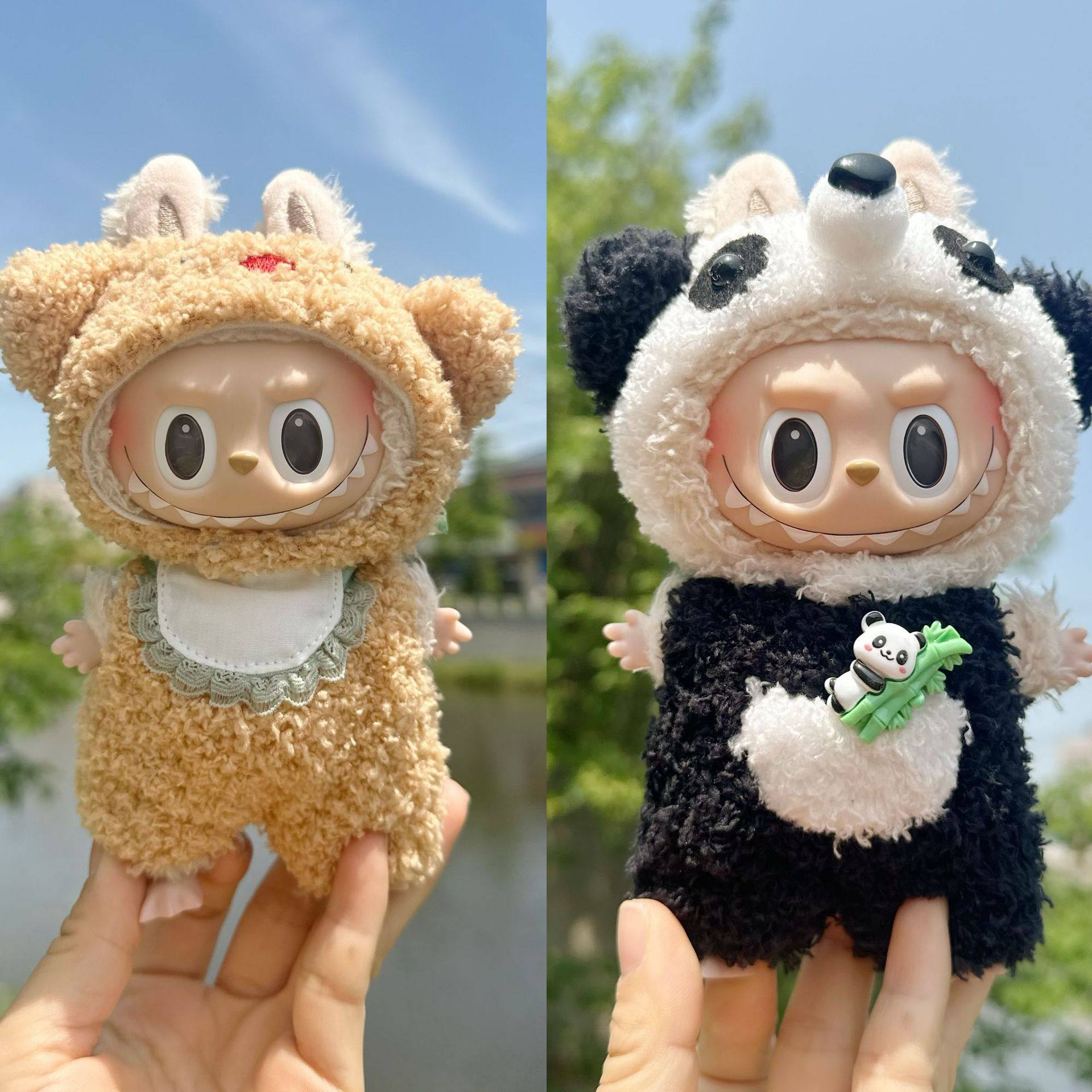 labubu拉布布搪胶衣服娃衣周边拉不不头套发箍帽子围巾圈17cm熊猫,模玩/动漫/周边/娃圈三坑/桌游,棉花娃娃/毛绒玩具娃衣,淘宝优惠券,粉丝福利购,淘宝优惠卷