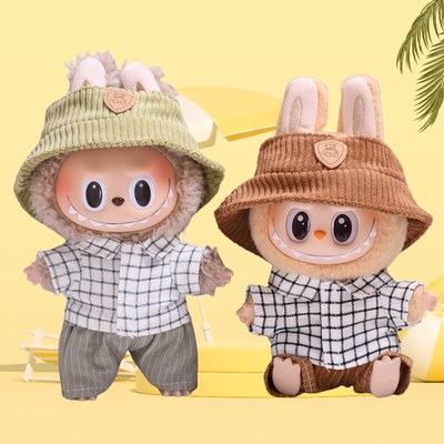 仅衣服】一代二代盲盒挂件拉布布衣服帽子格子休闲衬衫labubu娃衣