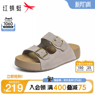 红蜻蜓勃肯凉鞋2026夏季新款男鞋男士休闲拖鞋厚底增高皮凉鞋外穿