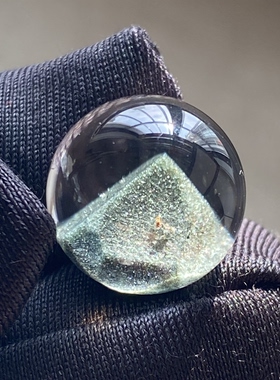 天然水晶星光绿幽灵银山金字塔吊坠圆珠DIY幽灵单珠饰品13.5mm