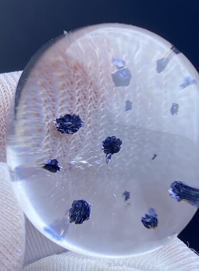 天然水晶包裹体蓝矿花吊坠裸石男女款水晶矿石项链挂坠 一物一图