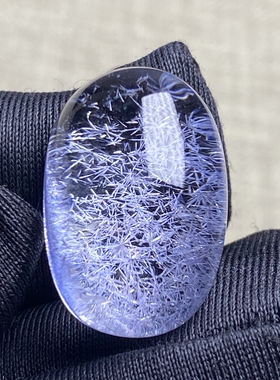 天然水晶蓝发晶吊坠裸石蛋面DIY蓝线石饰品项链挂坠项链一物一图