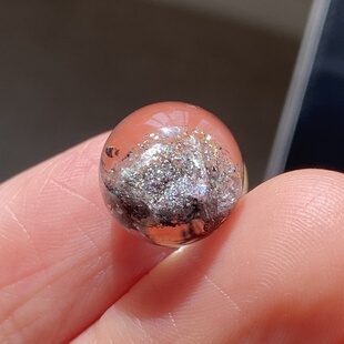 天然水晶黄铜矿银山吊坠圆珠DIY水晶单珠饰品项链11mm一物一图