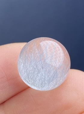 天然水晶蓝发晶吊坠圆珠DIY水晶单珠饰品项链13mm一物一图