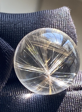 天然水晶发晶花吊坠圆珠DIY发晶单珠饰品项链15mm一物一图