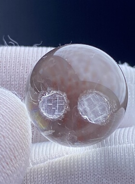 天然水晶包裹体蓝色矿石吊坠圆珠DIY矿石单珠饰品项链14mm