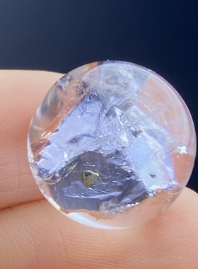 天然水晶包裹体矿石吊坠圆珠DIY水晶单珠饰品项链挂坠15.5mm