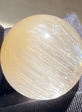 天然水晶顺发黄兔毛吊坠圆珠DIY兔毛单珠饰品项链21mm 一物一图