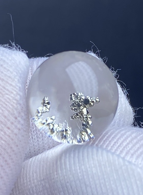 天然水晶包裹体黄铜矿吊坠圆珠DIY铜矿单珠饰品项链11mm一物一图