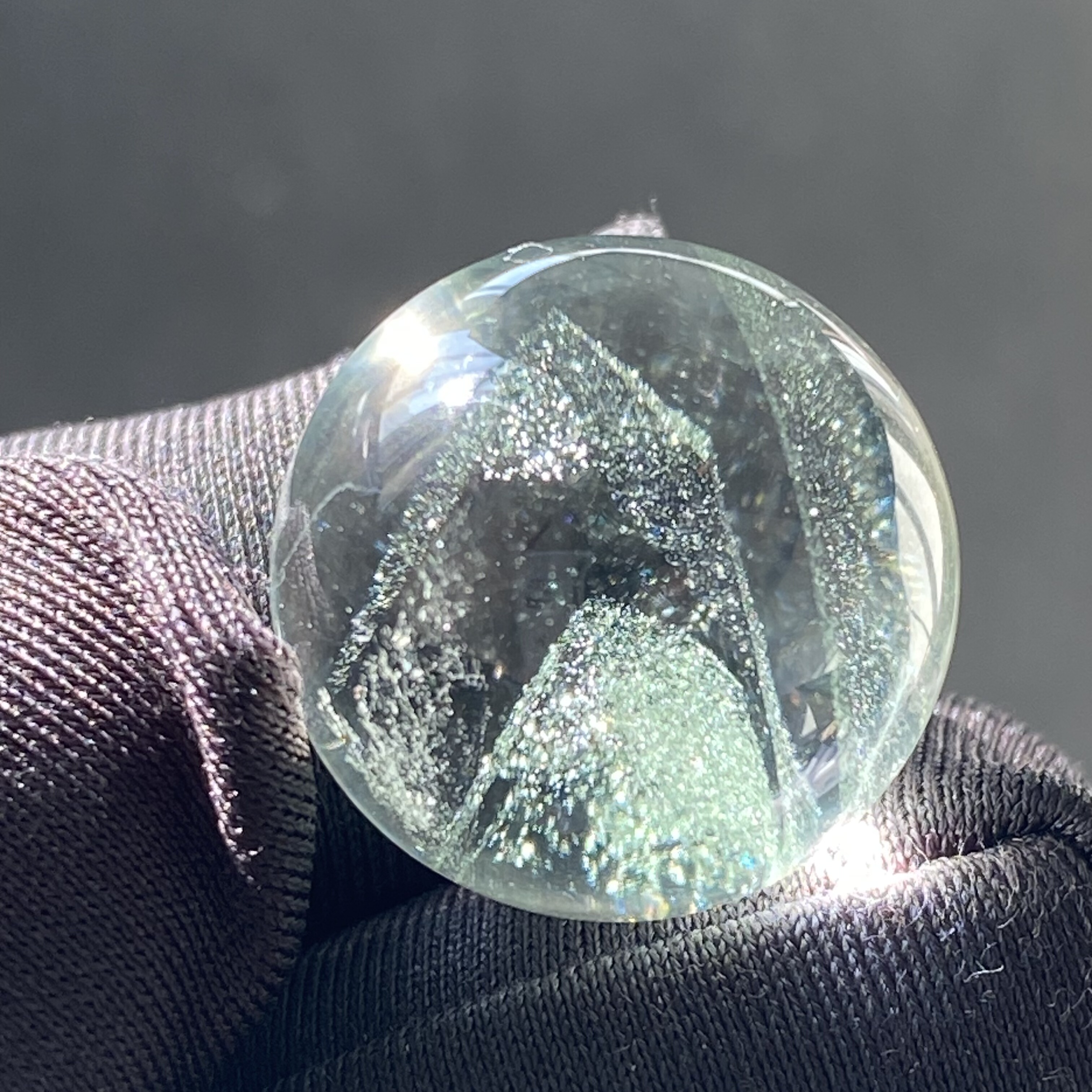 天然水晶星光绿幽灵银山吊坠圆珠DIY水晶单珠饰品项链18mm