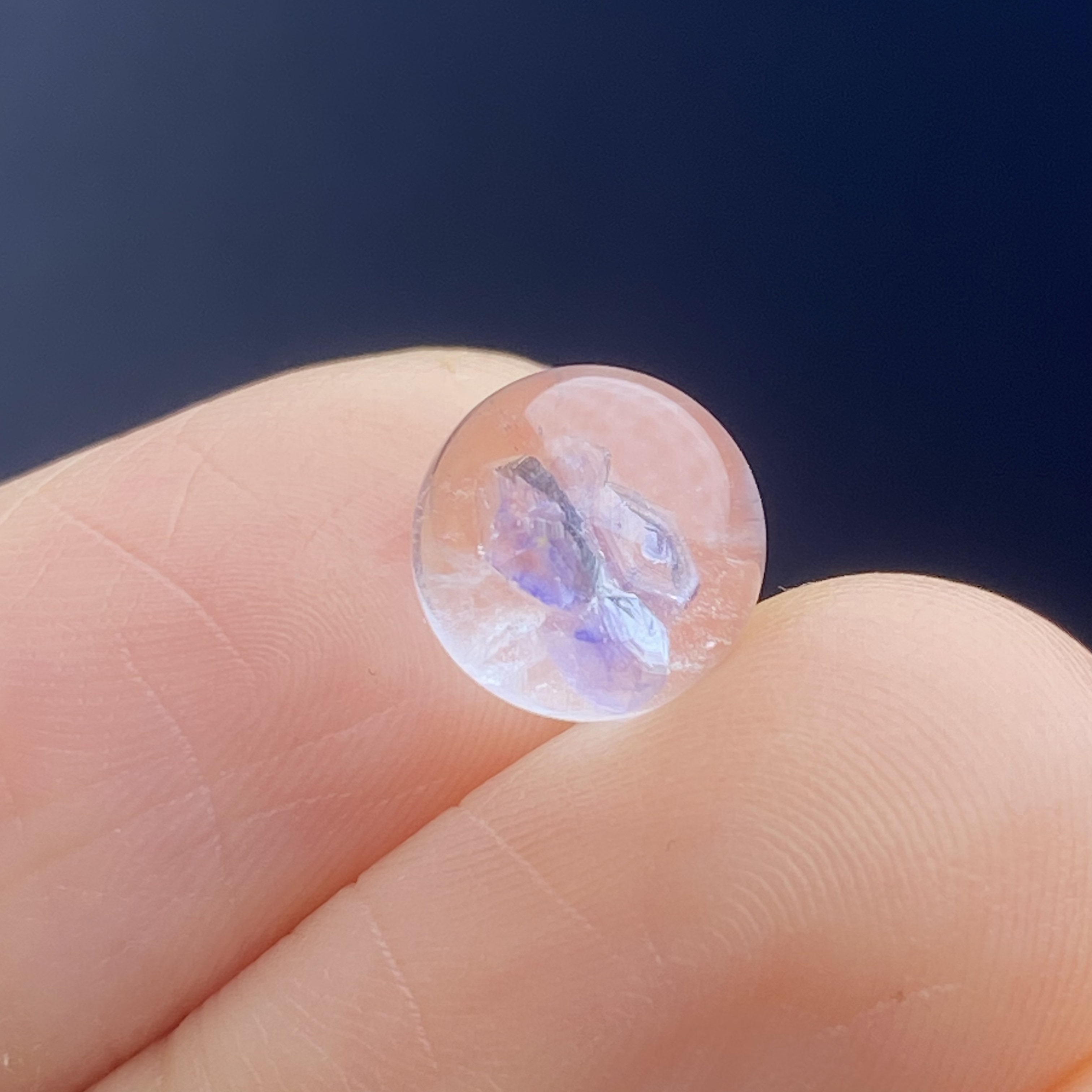 天然水晶包裹体蓝萤石吊坠圆珠DIY水晶单珠饰品可做戒指8mm
