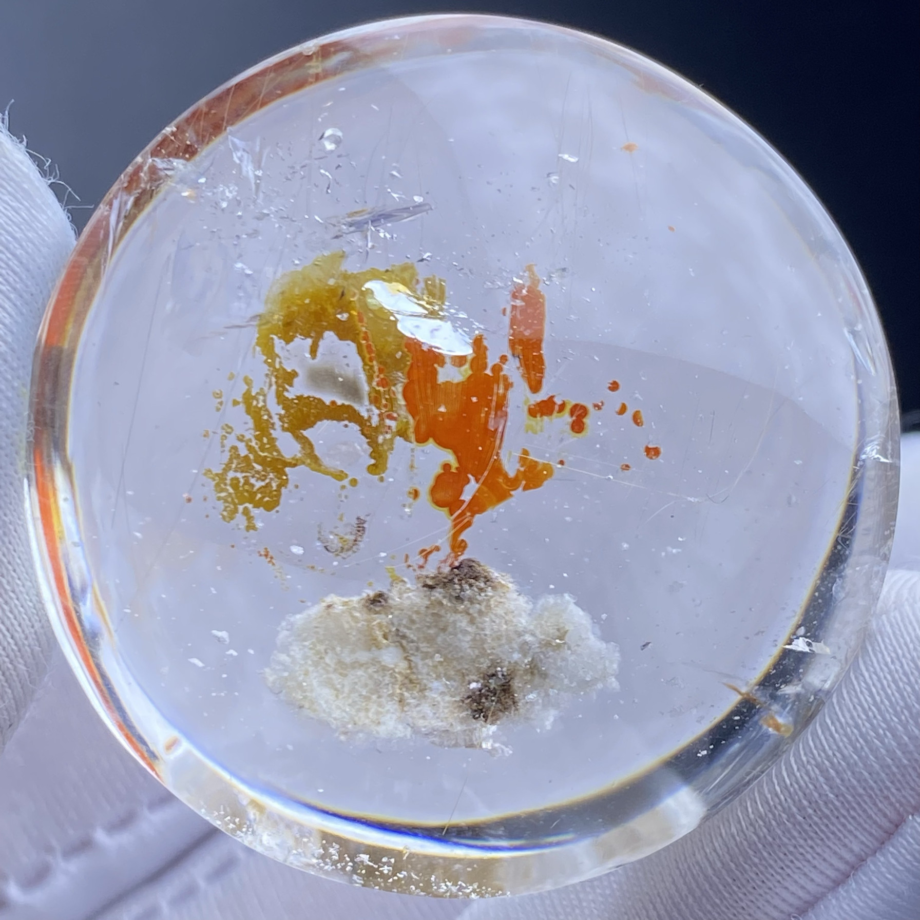 天然水晶全包裹红黄胶花吊坠男女款象形胶花幽灵发晶项坠毛衣链