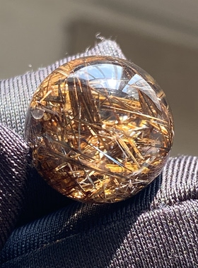 天然水晶网状发吊坠圆珠DIY发晶单珠饰品项链15mm 一物一图
