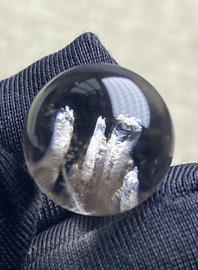 天然水晶包裹体矿石吊坠圆珠DIY水晶单珠饰品项链13mm一物一图