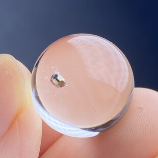 天然水晶包裹体黄铜矿吊坠圆珠DIY水晶单珠饰品项链16mm一物一图