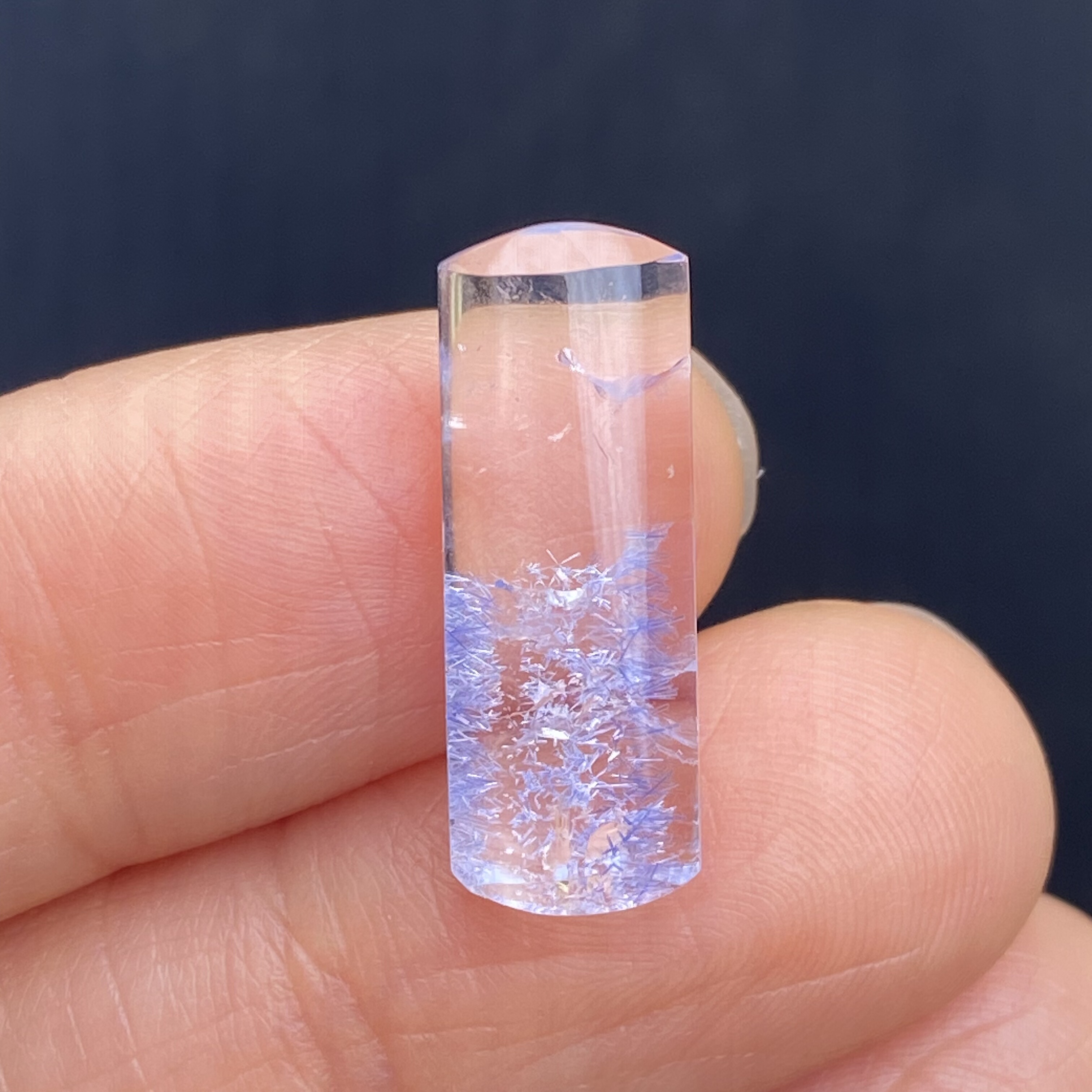 天然水晶蓝发晶吊坠裸石男女款蓝线石项链饰品挂坠一物一图