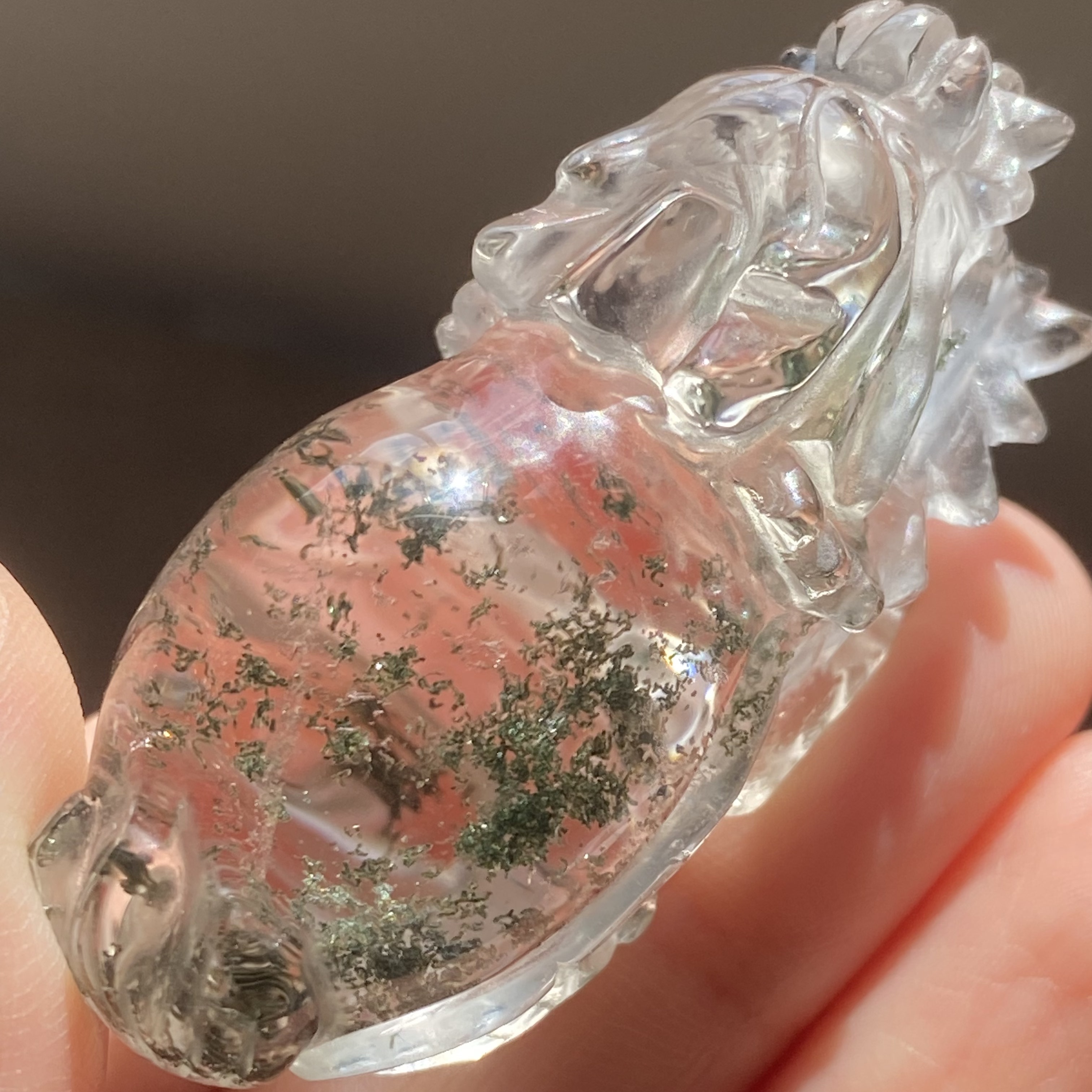 天然水晶绿幽灵龙龟吊坠裸石男女款水晶项链挂坠项链一物一图