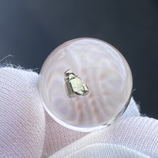 天然水晶黄铜矿吊坠圆珠DIY水晶单珠饰品项链15mm一物一图