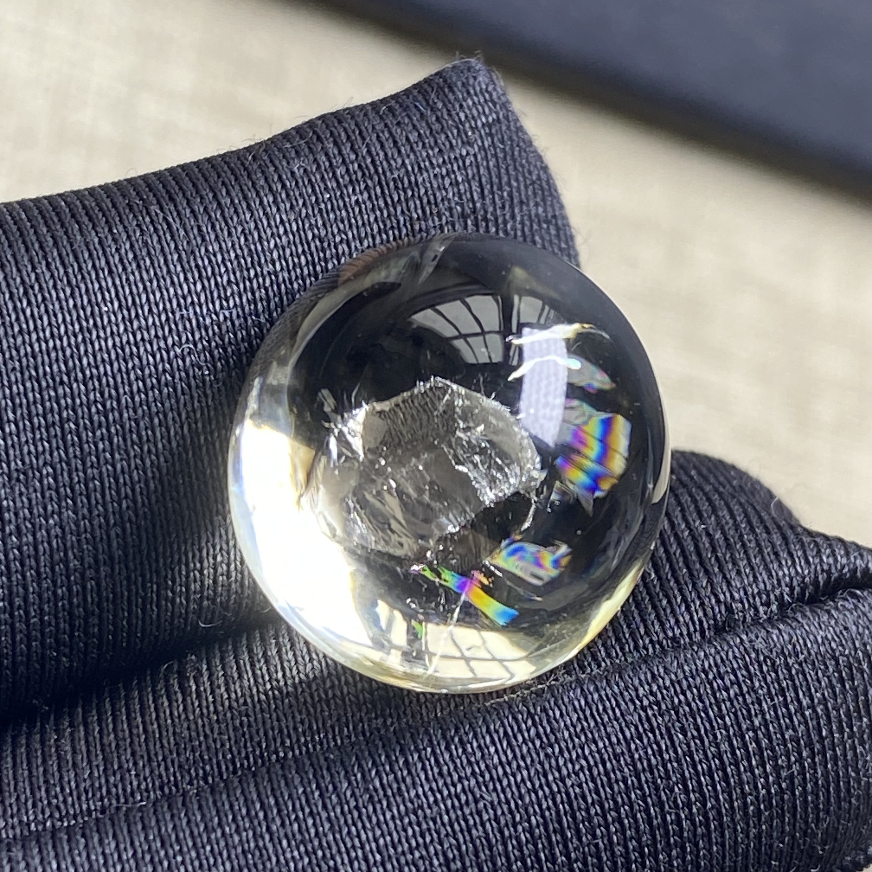 天然黄水晶七彩晶中晶吊坠裸石蛋面DIY晶中晶饰品项链可做戒指