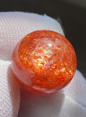 天然水晶太阳石吊坠圆珠DIY水晶单珠饰品项链14.5mm一物一图