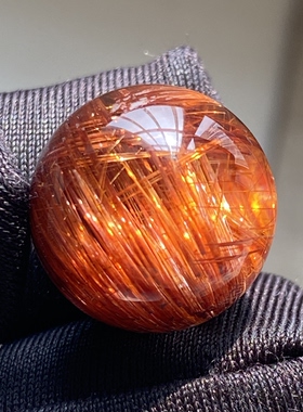 天然水晶顺发发晶吊坠圆珠DIY铜条发单珠饰品铜发晶15mm一物一图