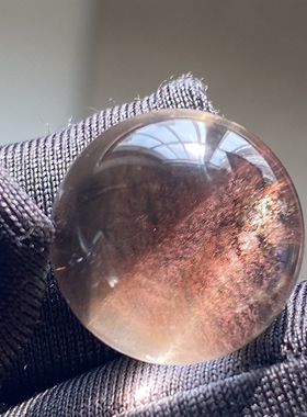 天然水晶超七红针发吊坠圆珠DiY水晶饰品项链挂坠14mm 一物一图