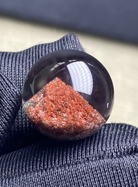 天然水晶红幽灵银山金字塔吊坠圆珠DIY幽灵单珠饰品项链12mm
