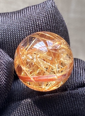 天然水晶钛晶吊坠圆珠DIY发晶单珠饰品项链13mm一物一图