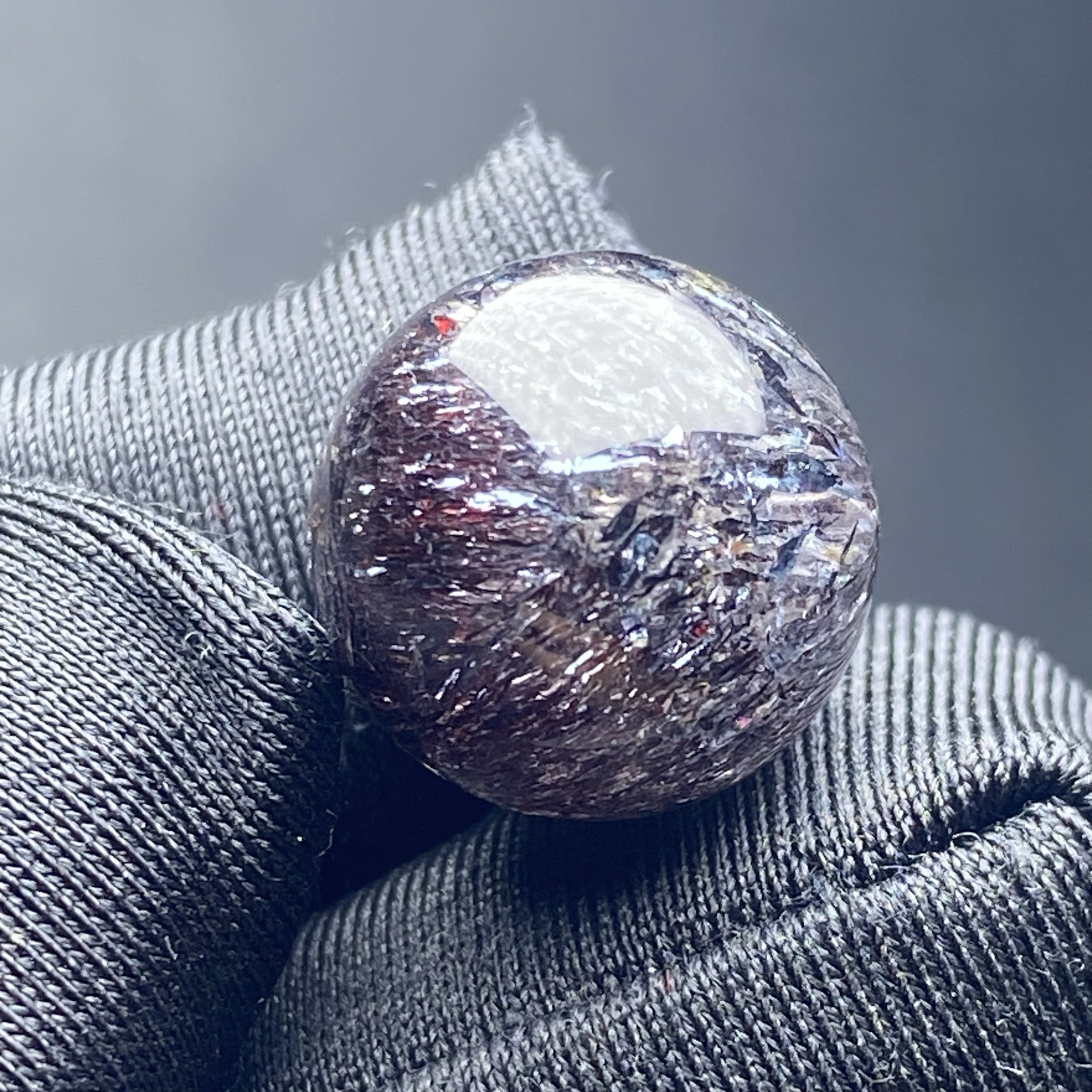 天然水晶烟花超七紫晶发吊坠圆珠紫发晶配珠已洗孔13mm一物一图