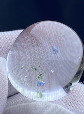 天然水晶包裹体绿幽灵蓝矿吊坠裸石男女款矿石饰品项链一物一图