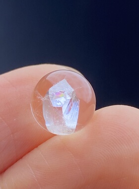 天然水晶包裹体七彩晶中晶吊坠圆珠DIY水晶单珠饰品项链9.5mm