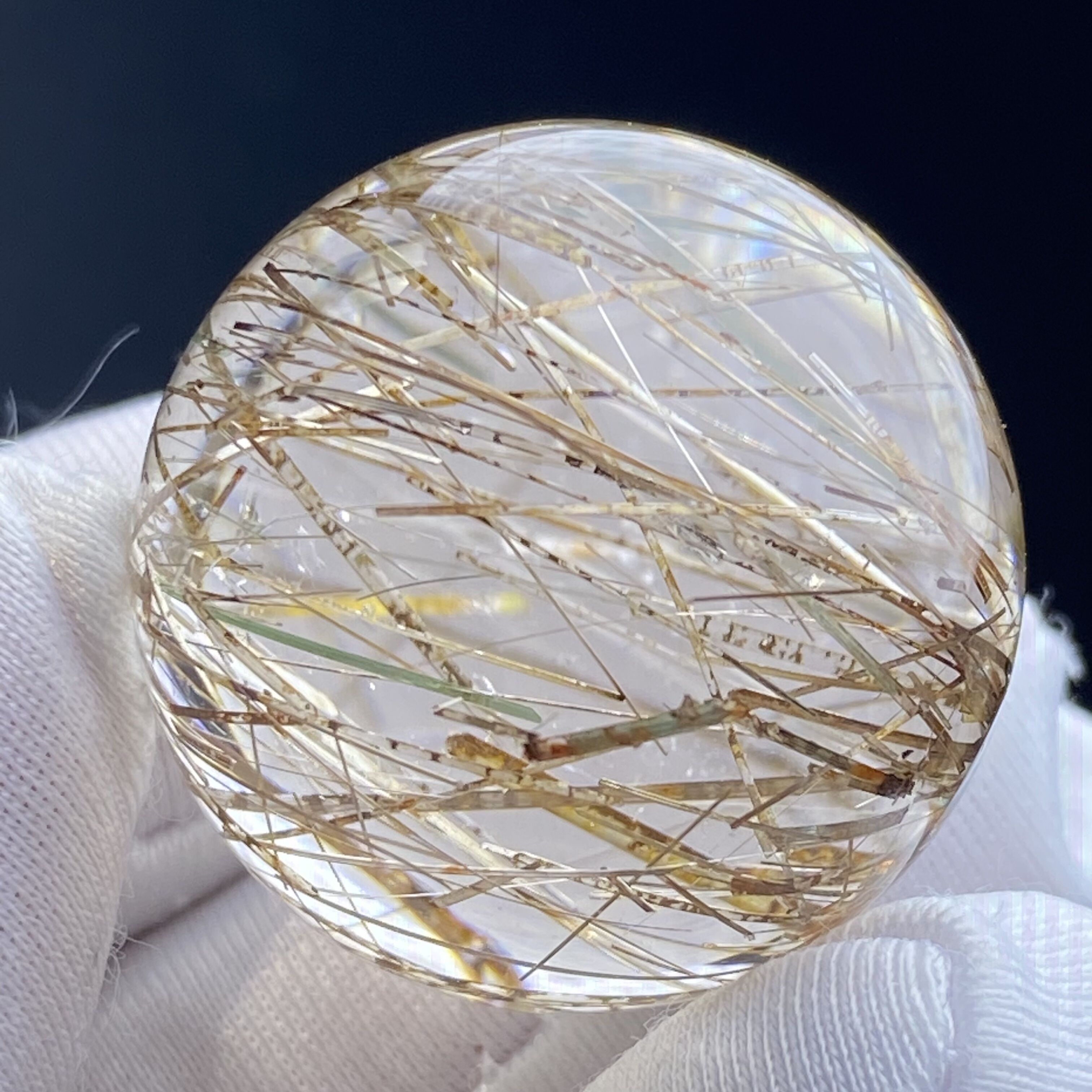 天然水晶双色绿碧玺吊坠圆珠DIY水晶单珠饰品项链25.5mm一物一图