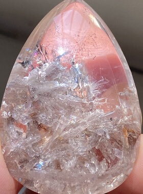天然水晶包裹体浅紫碧玺吊坠裸石男女款水晶饰品项链挂坠一物一图