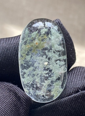 天然水晶绿发晶花吊坠裸石蛋面DIY发晶水晶饰品项链配饰一物一图