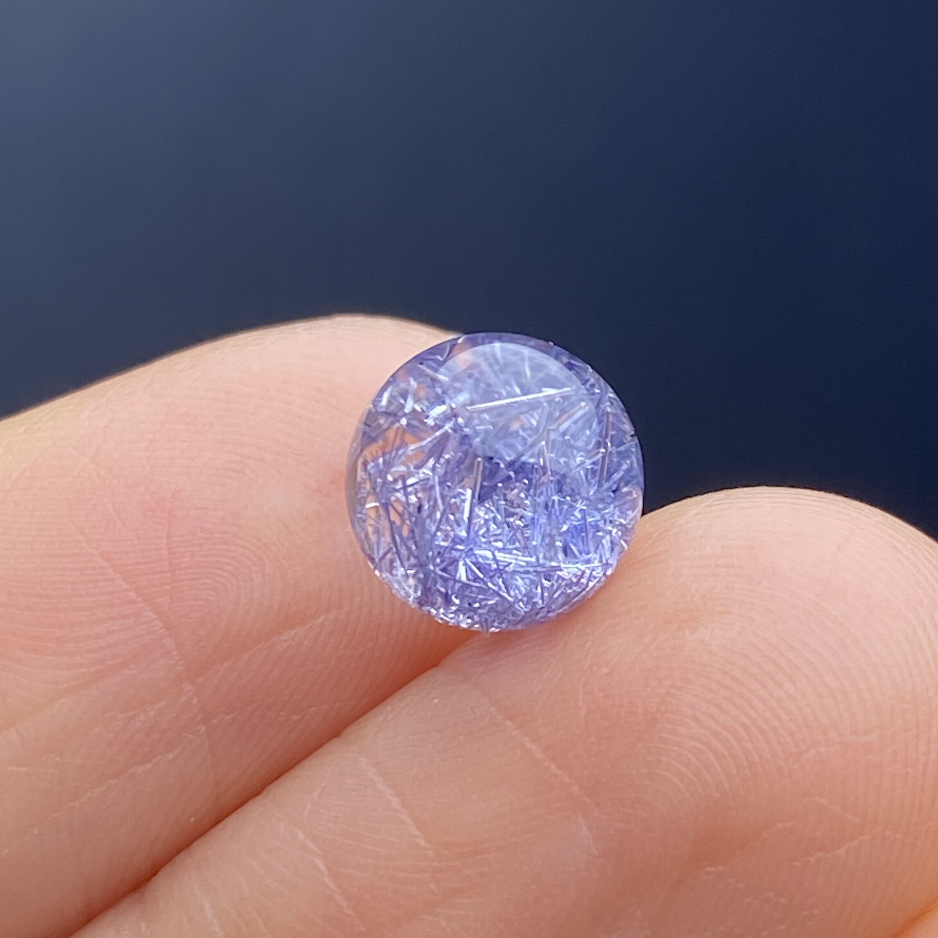 天然水晶蓝发晶吊坠圆珠DIY蓝线石单珠饰品配珠可做戒指8mm