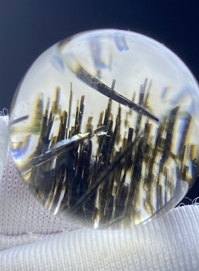 天然水晶包裹体绿碧玺吊坠圆珠DIY碧玺单珠饰品项链17.5mm