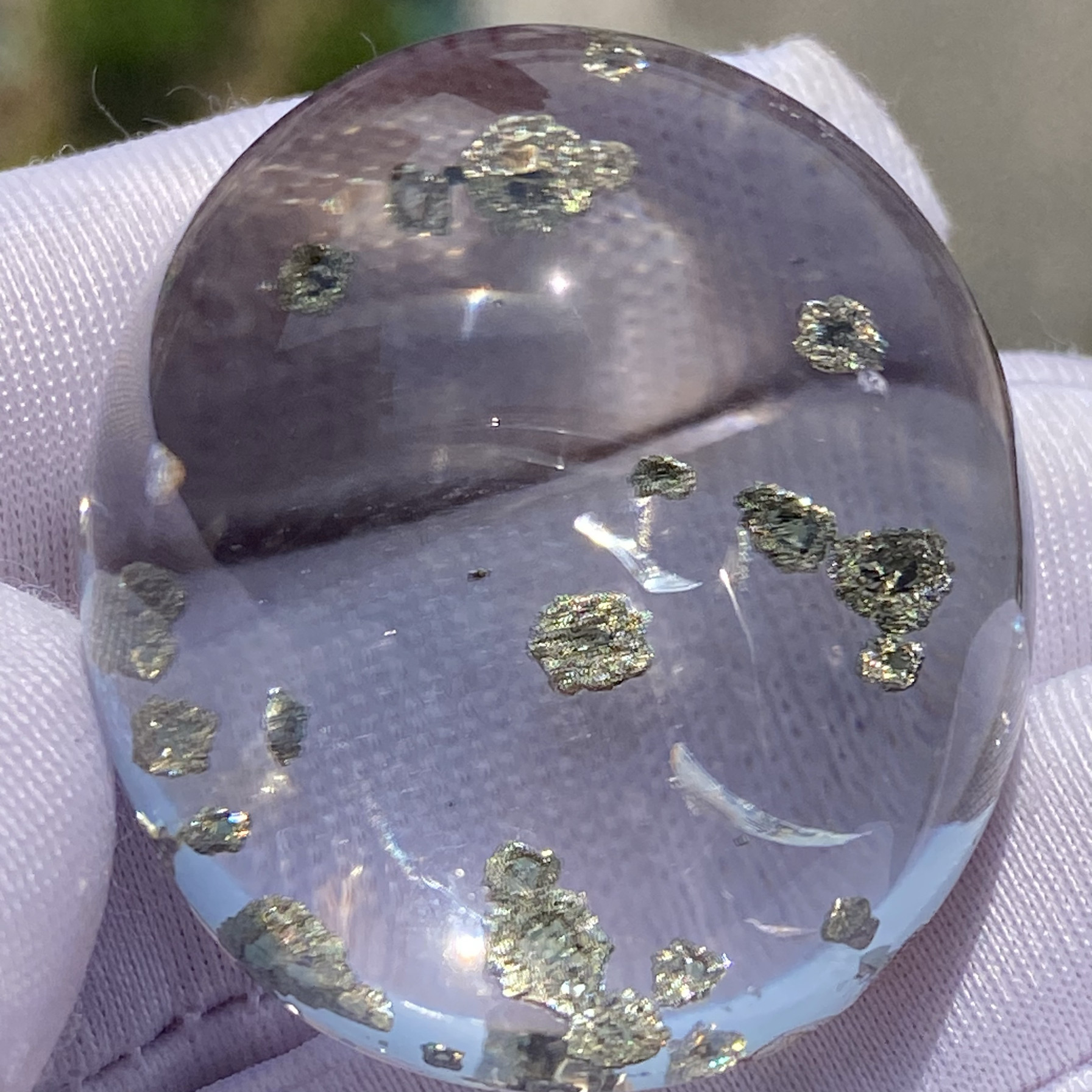 天然水晶包裹体黄铜矿花吊坠裸石男女款铜矿水晶挂坠饰品项链